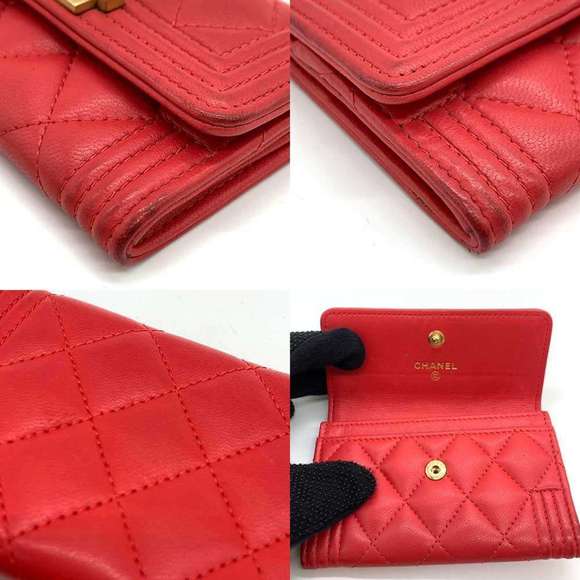 Chanel Accessories Boy Business Card Holder/Card Case Red Matelasse Coco Mark... - Picture 5 of 6